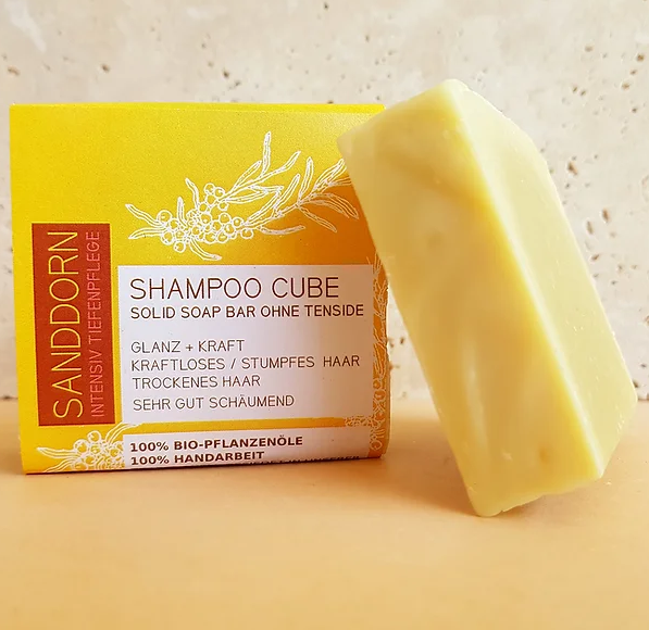 Festes Shampoo Cube mit Sanddorn 60 g