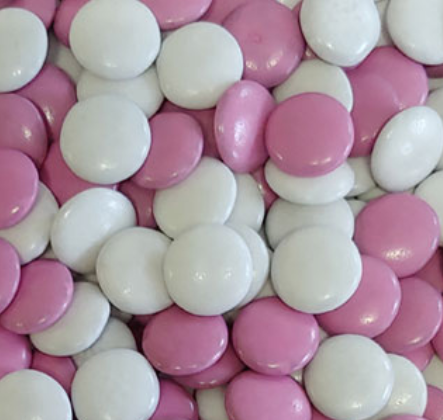 Schokolinsen (rosa/weiß) - Abgabe 100 g weise