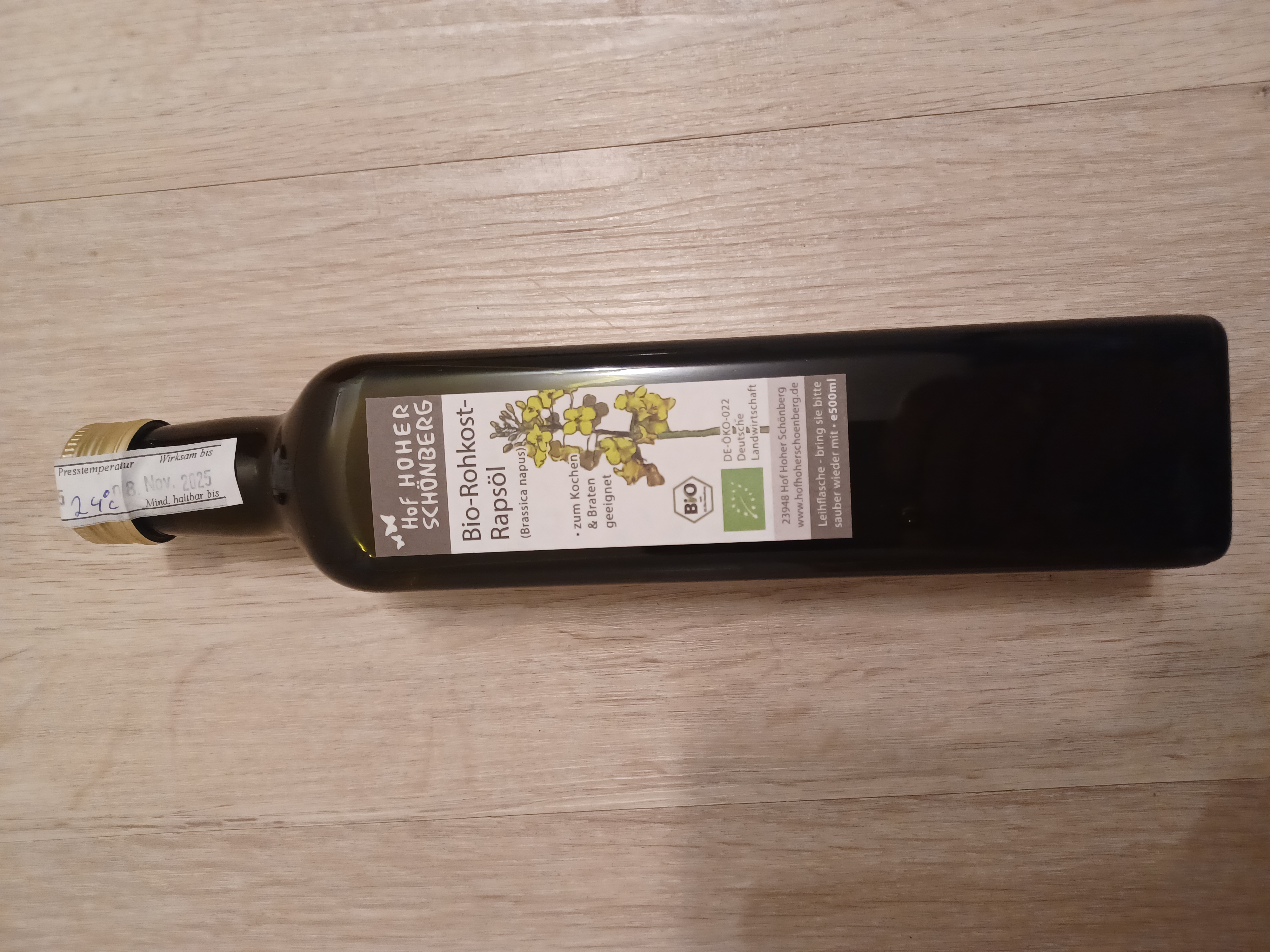 Rapsöl 500 ml (Rohkostqualität)