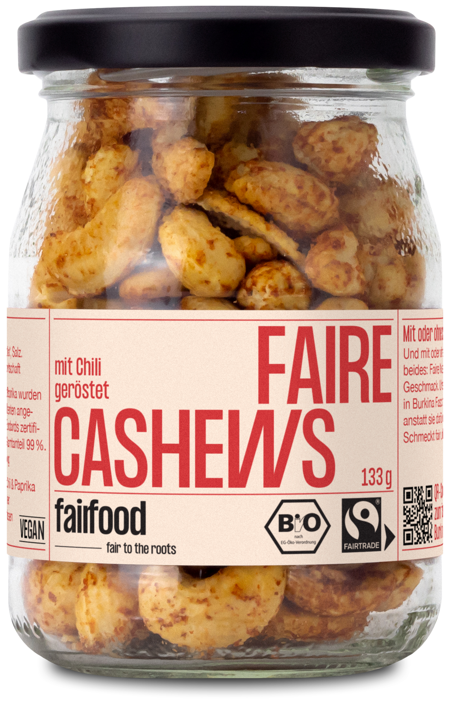 Cashews mit Chili und Paprika (Pfandglas)